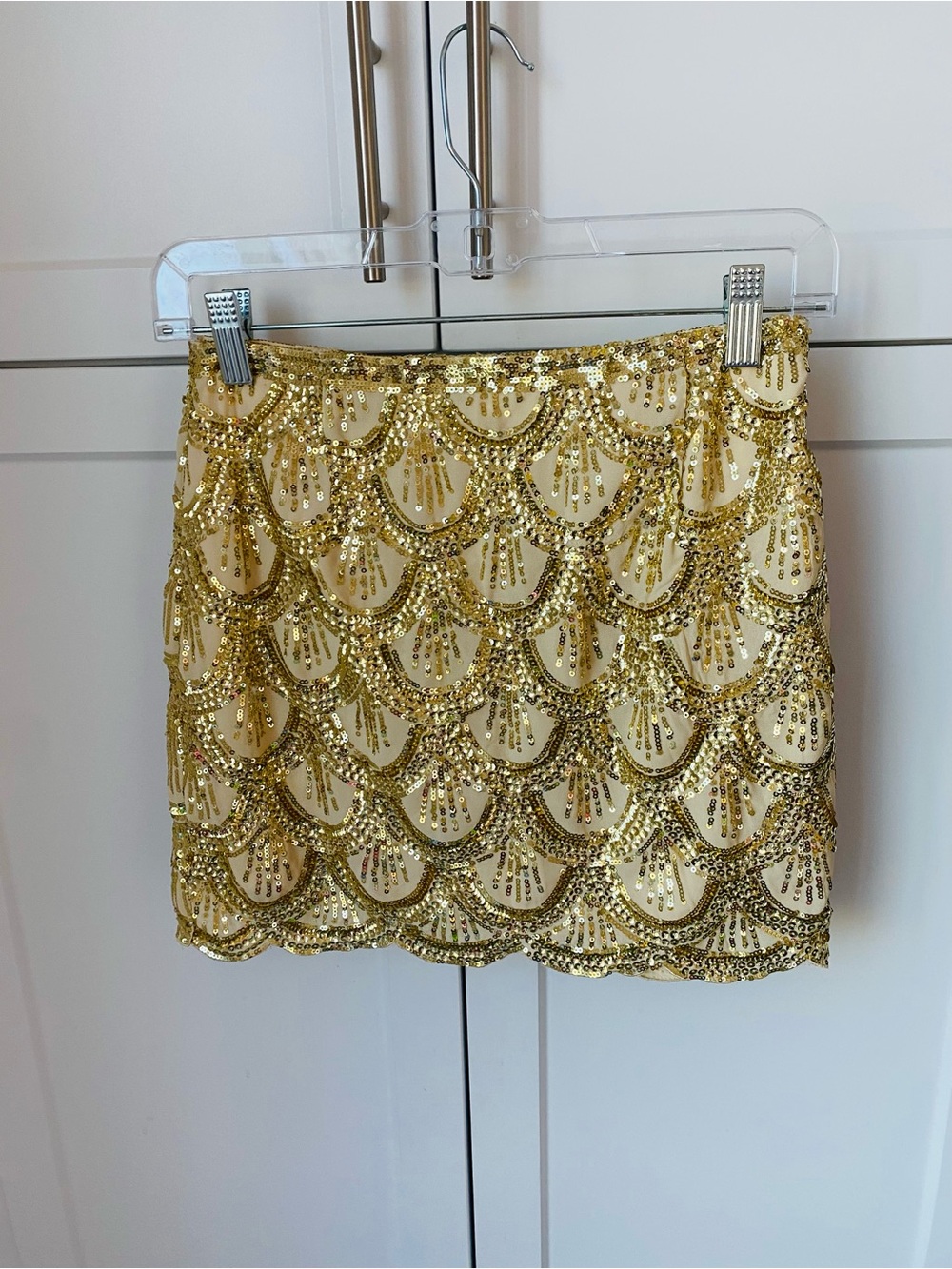 TOBI womens small gold sequin embellished mini skirt